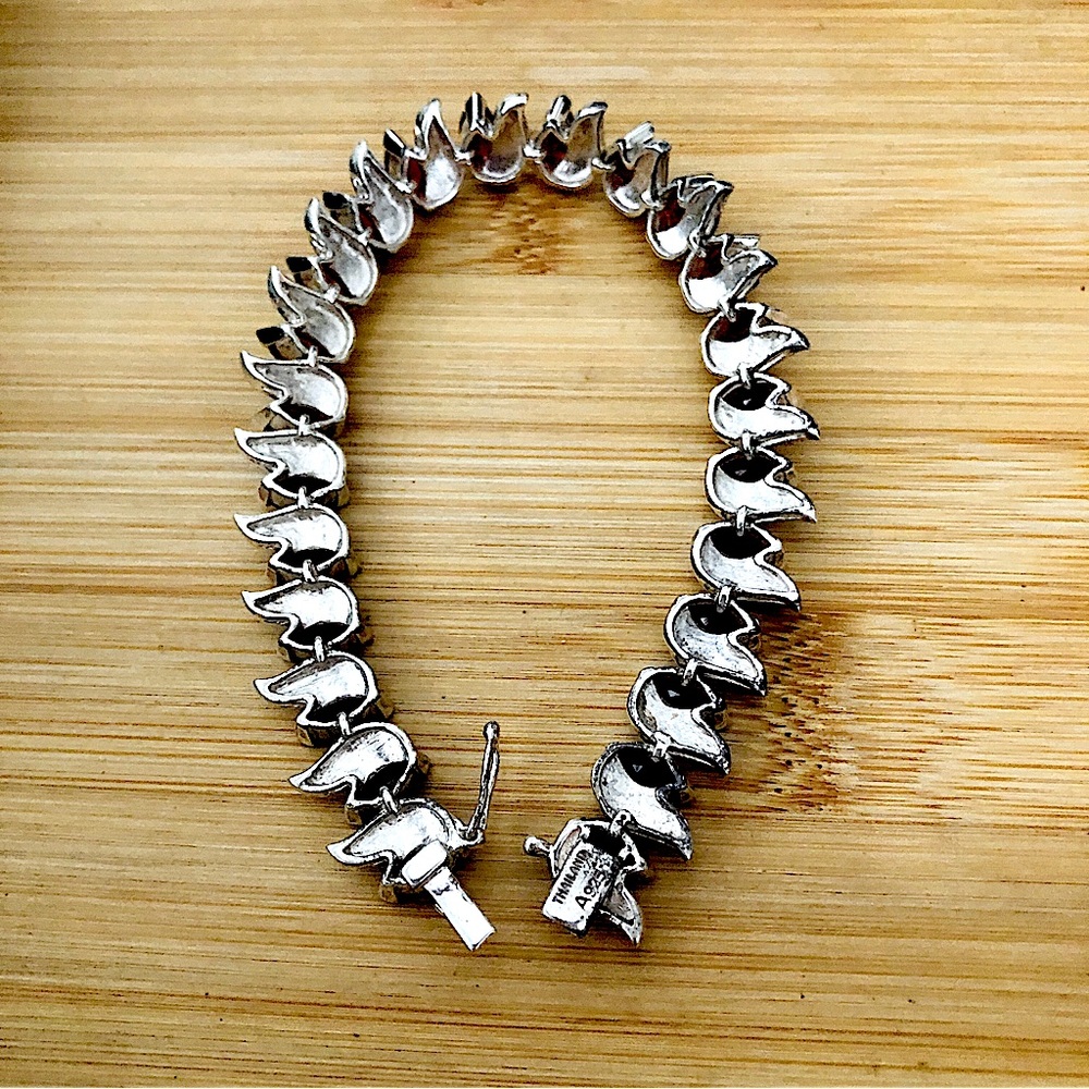 $118 Designer Garnet & Marcasite Estate Bracelet Sterling Marked A 925 THAILAND - Picture 7 of 8